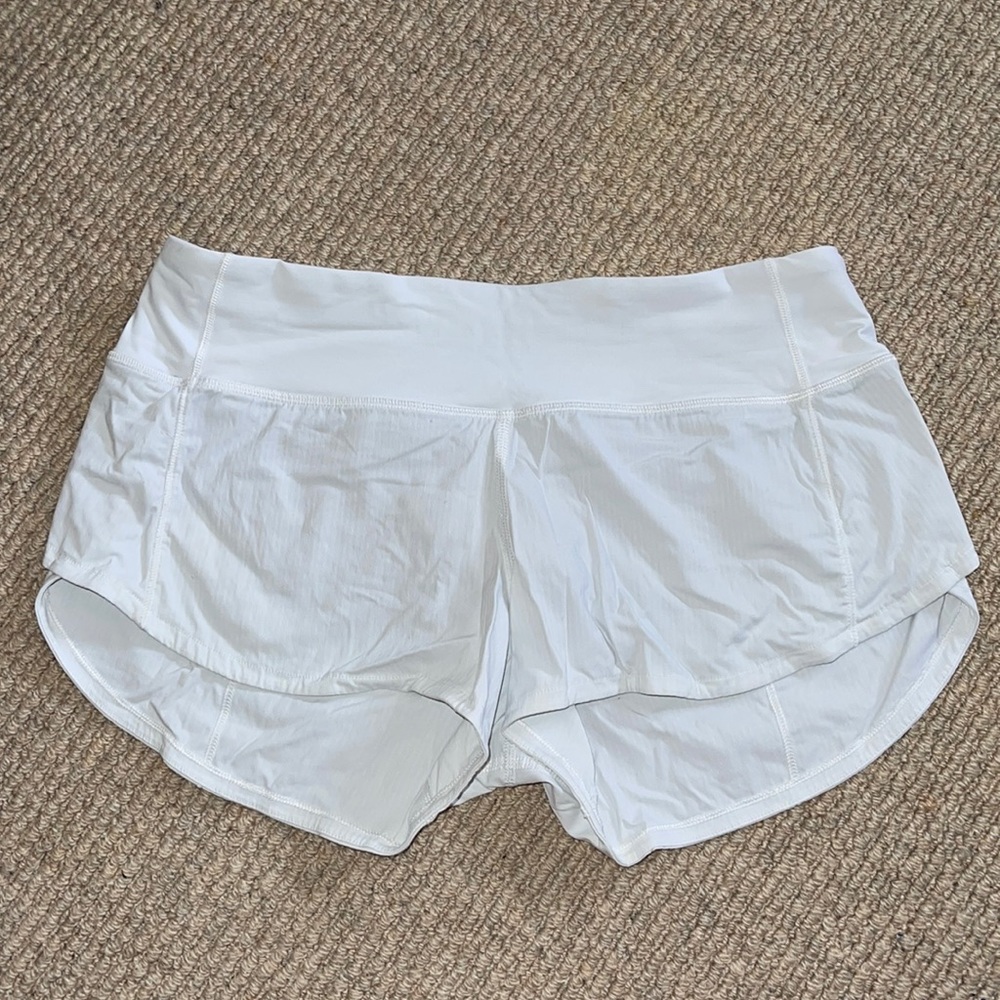 Lululemon White Speed Up Shorts